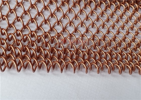 Aluminium Chain Link Metal Mesh Curtain Copper Color For Hotel Decoration