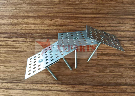 50X50mm Galvanized Perforated Base Insulation Hanger Pin With Self-Locking Washer